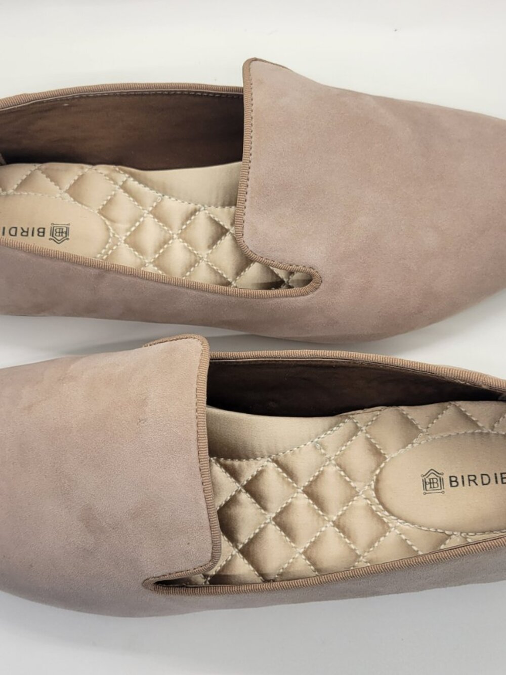 Birdies Starling Loafers Women 8.5 Latte Suede Smoking Slippers Comfort Flat Tan - Picture 9 of 15